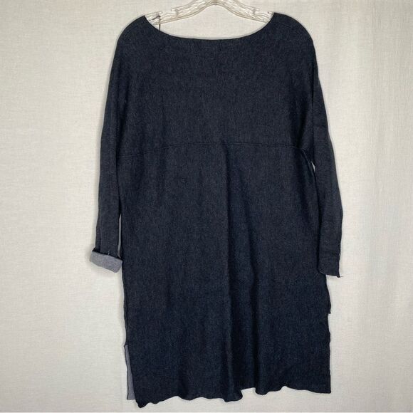 Tahari Gray Soft Color Block 3/4 Sleeves Pockets Slits Tunic Sweater Dress M - Picture 6 of 10